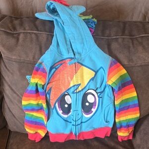 My Little Pony Blue Hoodie with Rainbow Stripes Size S(4)